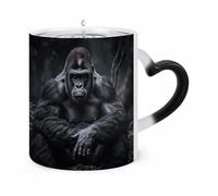 STVNKML Gorilla on The Ground Color Changing Mug Heat Activated Novelty Coffee Cup with Ear Shape Design Gift Mugs for Christmas Birthday Wedding, Magic Ceramic Mug for Tea & Cocoa 12oz
