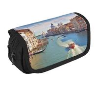 STVNKML Grand Canal in Italy Pencil Case Organizer - Large Capacity 3 Compartment Pencil Pouch for Adults, Portable Makeup Bag & Aesthetic Stationery Bag with Zipper (8.7x4.3) Unisex Gift