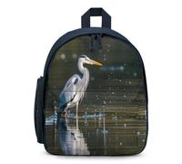 STVNKML Gray Heron Print in Water Backpack 12.6 Inch Casual Daypack with Multi-Pockets BookBag for Daily Essentials, Blue, One Size