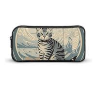 STVNKML Gray Tabby Cat Pencil Case - Large Aesthetic Makeup Bag Multi-Purpose Pencil Pouch Cute Cosmetic Bag with Zipper Closure for Office, Home, Study & Travel