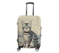 STVNKML Gray Tabby Cat Suitcase Covers for Luggage - Elastic Luggage Cover Protector, Double-sided Washable Suitcases Sleeve for 19-32 Inch Luggage, white, L, Gray Tabby Cat