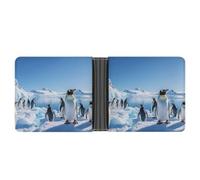 STVNKML Greece Island Sunset Landscape Leather Bifold Wallet with 2 Hidden Pockets 6 Card Slots Slim Wallets for Cash, Cards, And ID, Penguin Antarctica Ice, One Size, Modern