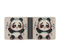 STVNKML Green Flower Herb Sage Leaves And Branches Leather Bifold Wallet with 2 Hidden Pockets 6 Card Slots Slim Wallets for Cash, Cards, And ID, Panda, One Size, Modern