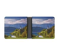 STVNKML Green Flower Herb Sage Leaves And Branches Leather Bifold Wallet with 2 Hidden Pockets 6 Card Slots Slim Wallets for Cash, Cards, And ID, Slovenia landscape, One Size, Modern