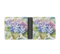STVNKML Green Flower Herb Sage Leaves And Branches Leather Bifold Wallet with 2 Hidden Pockets 6 Card Slots Slim Wallets for Cash, Cards, And ID, Hydrangea Watercolor, One Size, Modern