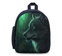 STVNKML Green Wolf Backpack 12.6 Inch Casual Daypack with Multi-Pockets BookBag for Daily Essentials, Blue, One Size