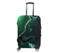 STVNKML Green Wolf Suitcase Covers for Luggage - Elastic Luggage Cover Protector, Double-sided Washable Suitcases Sleeve for 19-32 Inch Luggage, white, Small, Green Wolf