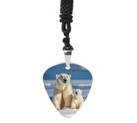 STVNKML Guitar Pick Holder Necklace - 2 Polar Bears Stainless Steel Music Pendant with Adjustable 60cm Cord, Functional Jewelry for Guitarists & Music Lovers, Unisex Hip Hop Punk Accessory, One Size