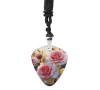 STVNKML Guitar Pick Holder Necklace - Black And White Horses Stainless Steel Music Pendant with Adjustable 60cm Cord, Functional Jewelry for Guitarists & Music Lovers, Unisex Hip Hop Punk Accessory