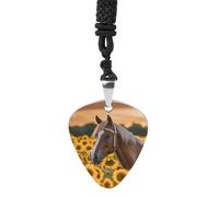 STVNKML Guitar Pick Holder Necklace - Black And White Horses Stainless Steel Music Pendant with Adjustable 60cm Cord, Functional Jewelry for Guitarists & Music Lovers, Unisex Hip Hop Punk Accessory