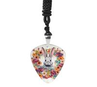 STVNKML Guitar Pick Holder Necklace - Blue Flower Stainless Steel Music Pendant with Adjustable 60cm Cord, Functional Jewelry for Guitarists & Music Lovers, Unisex Hip Hop Punk Accessory, One Size