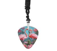 STVNKML Guitar Pick Holder Necklace - Blue Flower Stainless Steel Music Pendant with Adjustable 60cm Cord, Functional Jewelry for Guitarists & Music Lovers, Unisex Hip Hop Punk Accessory, One Size