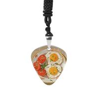 STVNKML Guitar Pick Holder Necklace - Eggs And Tomatoes Stainless Steel Music Pendant with Adjustable 60cm Cord, Functional Jewelry for Guitarists & Music Lovers, Unisex Hip Hop Punk Accessory, One