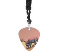 STVNKML Guitar Pick Holder Necklace - Flamingo Floral Pattern Stainless Steel Music Pendant with Adjustable 60cm Cord, Functional Jewelry for Guitarists & Music Lovers, Unisex Hip Hop Punk Accessory