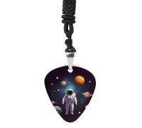 STVNKML Guitar Pick Holder Necklace - Gardenia Flowers Birds Stainless Steel Music Pendant with Adjustable 60cm Cord, Functional Jewelry for Guitarists & Music Lovers, Unisex Hip Hop Punk Accessory