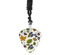 STVNKML Guitar Pick Holder Necklace - Leaves And Berries Stainless Steel Music Pendant with Adjustable 60cm Cord, Functional Jewelry for Guitarists & Music Lovers, Unisex Hip Hop Punk Accessory, One
