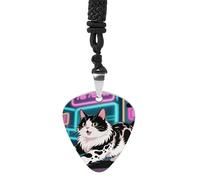 STVNKML Guitar Pick Holder Necklace - Leaves And Berries Stainless Steel Music Pendant with Adjustable 60cm Cord, Functional Jewelry for Guitarists & Music Lovers, Unisex Hip Hop Punk Accessory, One