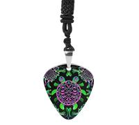 STVNKML Guitar Pick Holder Necklace - Psychedelic Sea Turtle Stainless Steel Music Pendant with Adjustable 60cm Cord, Functional Jewelry for Guitarists & Music Lovers, Unisex Hip Hop Punk Accessory