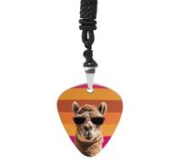STVNKML Guitar Pick Holder Necklace - Tropical Sunset Stainless Steel Music Pendant with Adjustable 60cm Cord, Functional Jewelry for Guitarists & Music Lovers, Unisex Hip Hop Punk Accessory, One Size