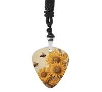 STVNKML Guitar Pick Holder Necklace - Tropical Sunset Stainless Steel Music Pendant with Adjustable 60cm Cord, Functional Jewelry for Guitarists & Music Lovers, Unisex Hip Hop Punk Accessory, One Size