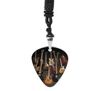STVNKML Guitars Guitar Pick Holder Necklace Stainless Steel Music Pendant with Adjustable 60cm Cord Functional Jewelry for Guitarists & Music Lovers, Unisex Hip Hop Punk Accessory
