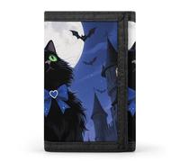 STVNKML Halloween Black Cat Wallet Men's Trifold Wallet And Coin Pocket Slim Card Holder Wallet for Men Money Clip