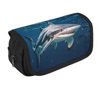 STVNKML Hammerhead Shark Scans The Ocean Pencil Case Organizer - Large Capacity 3 Compartment Pencil Pouch for Adults, Portable Makeup Bag & Aesthetic Stationery Bag with Zipper (8.7x4.3) Unisex Gift