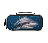 STVNKML Hammerhead Shark Scans The Ocean Pencil Case - PU Leather Pencil Bag Multifunctional Zipper Pouch Bags Small Makeup & Stationery Organizer for Office, Travel, Men & Women (8.3x4.3x1.8in