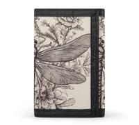 STVNKML Hand Drawn Floral Dragonfly Wallet Men's Trifold Wallet And Coin Pocket Slim Card Holder Wallet for Men Money Clip