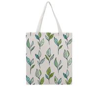 STVNKML Hand Drawn Tea Leaves Canvas Tote Bag for Women Cute Stylish Shoulder Bag Reusable Shopping Bags for Daily