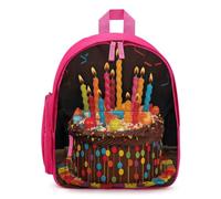 STVNKML Happy Birthday Big Cake Backpack 12.6 Inch Casual Daypack with Multi-Pockets BookBag for Daily Essentials, Pink, One Size