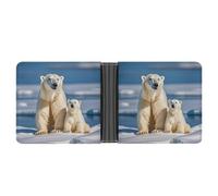 STVNKML Hawaiian Beach with Palm Trees Leather Bifold Wallet with 2 Hidden Pockets 6 Card Slots Slim Wallets for Cash, Cards, And ID, 2 polar bears, One Size, Modern