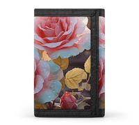 STVNKML Hedgehog Slim Wallets for Men Money Clip Card Holder Wallet Men's Trifold Wallet And Coin Pocket, Rose Flower Wildflowers, One Size, Modern