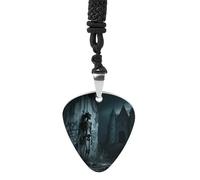 STVNKML Horror Skull Guitar Pick Holder Necklace Stainless Steel Music Pendant with Adjustable 60cm Cord Functional Jewelry for Guitarists & Music Lovers, Unisex Hip Hop Punk Accessory