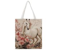 STVNKML Horse Image Canvas Tote Bag for Women Cute Stylish Shoulder Bag Reusable Shopping Bags for Daily
