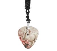 STVNKML Horse Image Guitar Pick Holder Necklace Stainless Steel Music Pendant with Adjustable 60cm Cord Functional Jewelry for Guitarists & Music Lovers, Unisex Hip Hop Punk Accessory