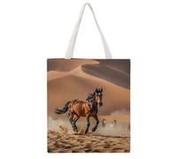 STVNKML Horses Running in Desert Storm Canvas Tote Bag for Women Cute Stylish Shoulder Bag Reusable Shopping Bags for Daily