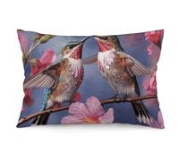 STVNKML Humming Birds with Pink Pillow Covers 12 "x20 Double-Sided Soft Plush Pillowcase Square Cushion Case with Hidden Zipper for Sofa Bed Chair, Farmhouse Holiday Decor, Home Gift