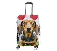 STVNKML I Love My Dog Dachshunds Suitcase Covers for Luggage - Elastic Luggage Cover Protector, Double-sided Washable Suitcases Sleeve for 19-32 Inch Luggage, white, L, I Love My Dog Dachshunds