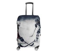 STVNKML Ice Hockey Art Suitcase Covers for Luggage - Elastic Luggage Cover Protector, Double-sided Washable Suitcases Sleeve for 19-32 Inch Luggage, white, Small, Ice Hockey Art