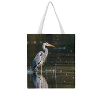 STVNKML Interesting Wombats Canvas Tote Bag for Women - Cute Stylish Shoulder Bag, Reusable Shopping Bags for Daily, Gray Heron Print in Water, 38x41cm