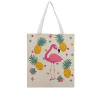 STVNKML Interesting Wombats Canvas Tote Bag for Women - Cute Stylish Shoulder Bag, Reusable Shopping Bags for Daily, Flamingo and Pineapple, 38x41cm
