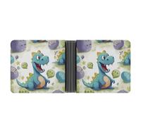 STVNKML Interesting Wombats Leather Bifold Wallet with 2 Hidden Pockets 6 Card Slots Slim Wallets for Cash, Cards, And ID, Cute dinosaur, One Size, Modern