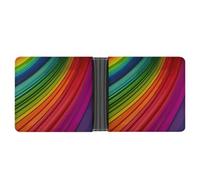 STVNKML Interesting Wombats Leather Bifold Wallet with 2 Hidden Pockets 6 Card Slots Slim Wallets for Cash, Cards, And ID, Rainbow Color stripe, One Size, Modern