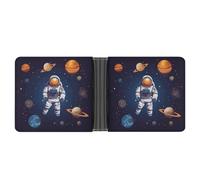 STVNKML Interesting Wombats Leather Bifold Wallet with 2 Hidden Pockets 6 Card Slots Slim Wallets for Cash, Cards, And ID, Space Astronaut, One Size, Modern