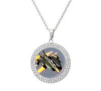 STVNKML Jet Fighters Necklace for Women Circle Pendant Jewelry Necklaces Fashion Diamond Disc Charm Choker Necklace for Anniversary, Valentines Day, Christmas Gift for Mom Wife, One size, Zinc