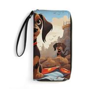 STVNKML Jungle Animals Womens Wallet Leather Coin Purse Clutch Wristlet Travel Long Wallets Card Organizer, I Love My Dog Dachshunds, 19.7x10.5cm