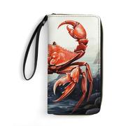 STVNKML Jungle Animals Womens Wallet Leather Coin Purse Clutch Wristlet Travel Long Wallets Card Organizer, Red Crab Sea, 19.7x10.5cm