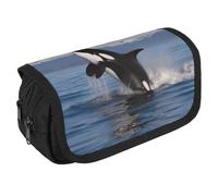 STVNKML Killer Whale Pencil Case Organizer - Large Capacity 3 Compartment Pencil Pouch for Adults, Portable Makeup Bag & Aesthetic Stationery Bag with Zipper (8.7x4.3) Unisex Gift