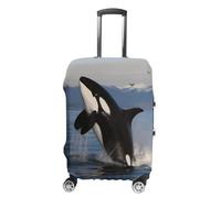 STVNKML Killer Whale Suitcase Covers for Luggage - Elastic Luggage Cover Protector, Double-sided Washable Suitcases Sleeve for 19-32 Inch Luggage, white, Small, Killer Whale